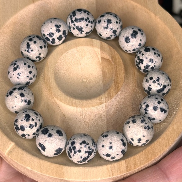 Hand Crafted Jewelry - ❌SOLD B30. Dalmatian Stone 12mm Handmade On Maui Bracelet